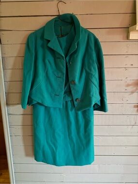 Teal vintage Two-Piece dress Suit - Classic Women's Set